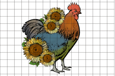 Chicken With Sunflower  Graphic  PNG