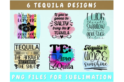 Tequila Sublimation Designs Bundle, 6 Tequila Quotes PNG Files