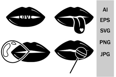 Women&#039;s Lips for Svg Print, Svg Kiss, svg Silhouette