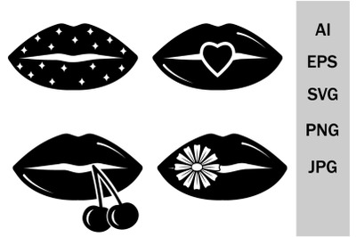 Lips for Svg print, svg Kiss, svg silhouette