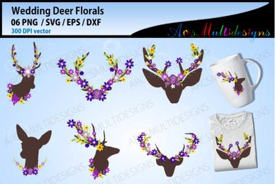 Wedding deer floral graphics