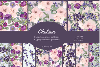 Watercolor Floral Seamless Pattern Pack