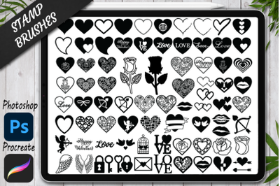 Heart Stamps Brushes for Procreate and Photoshop. Heart IPad Procreate