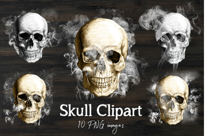 Smoke skull clipart, transparent PNG elements