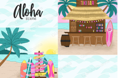 Aloha Clipart Bundle | Tiki Clipart