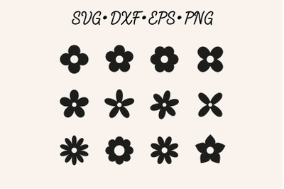 Cute Simple Flowers Silhouettes SVG, EPS, PNG, DXF