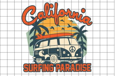 California Surfing Paradise Graphic Design