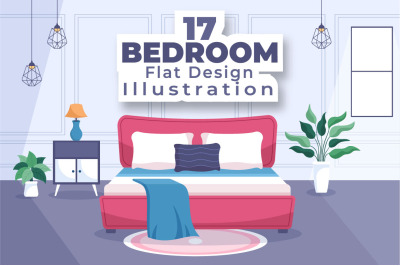 17 Bedroom Interior Cartoon Illustration