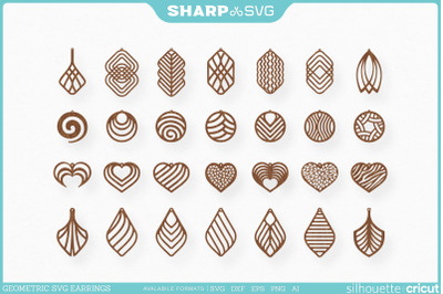 Geometric Earrings SVG - Rounded Earrings - Earrings Bundle