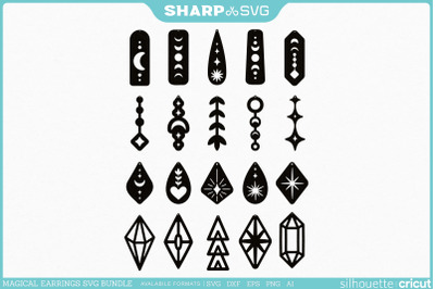 Magical Earrings SVG - Ezoteric Earrings SVG - Celestial SVG