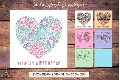 3d Mom birthday card | Happy birthday mom layered papercut
