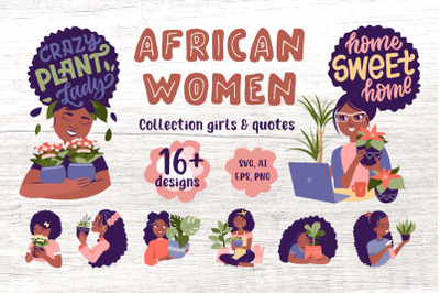 Afro women bundle and plants