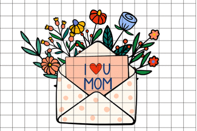 I Love Mom Graphic Design PNG