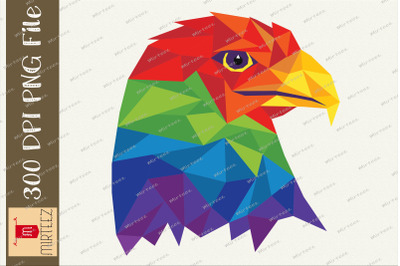 Geometric Eagle Face LGBT Pride PNG