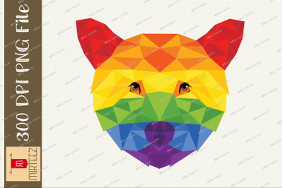 Geometric Bear Face LGBT Pride PNG