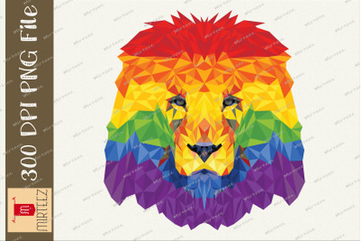 Geometric Lion Face LGBT Flag Pride PNG