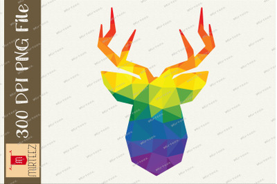 Geometric Deer Face LGBT Flag Pride PNG