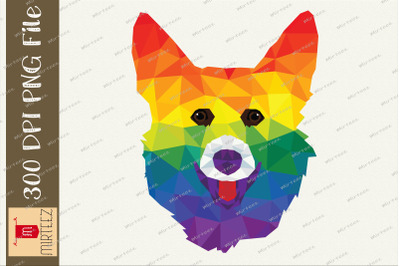 Geometric Dog Face LGBT Flag Pride PNG