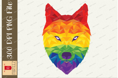 Geometric Wolf Face LGBT Flag Pride PNG