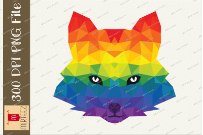 Geometric Fox Face LGBT Flag Pride PNG
