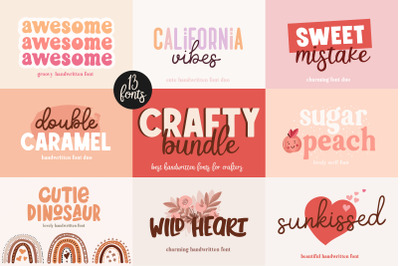 Crafty Bundle - Cute 13 Handwritten Fonts For Crafters