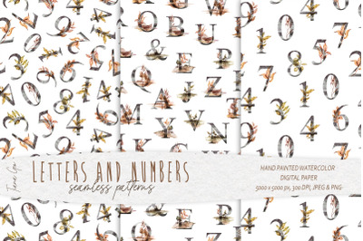 Alphabet and numbers seamless pattern/ Digital paper