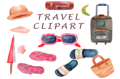 Travel clipart, Watercolor vacation clip art