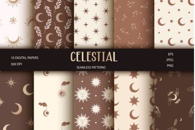 Celestial seamless patterns, Boho Scrapbook paper