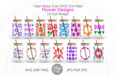 16oz Glass can SVG, flower design SVG, monogram frames, flower quotes