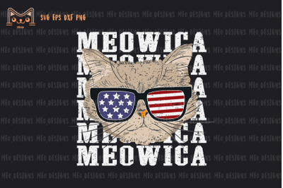 MEOWICA 4th of July Cat American Flag