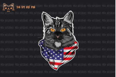 4th Of July Cat American Flag