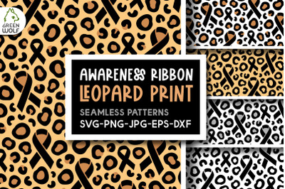 Awareness ribbon leopard print svg Cancer pattern svg dxf