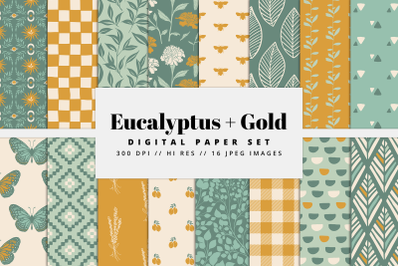 Eucalyptus Gold Digital Paper Set