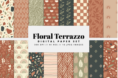 Floral Terrazzo Digital Paper Set