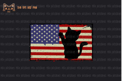 4th Of July Cat Meowica American Flag