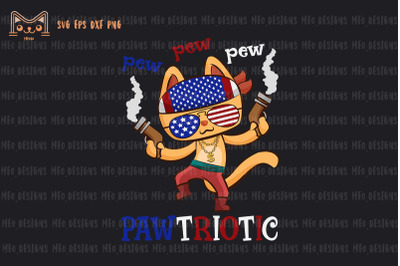 Pew Pew Pawtriotic Cat 4th of July