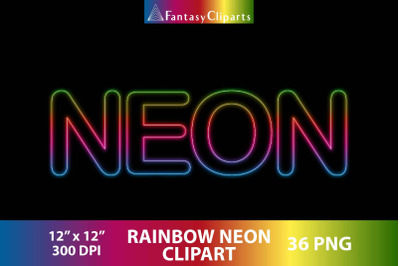 Rainbow Neon Alphabet Clipart | Numbers And Letters PNG