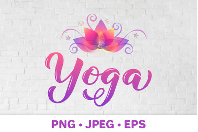 Yoga calligraphy hand lettering. Yoga sublimation