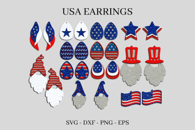 USA Earrings SVG Bundle