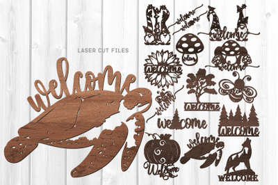 Welcome Sign SVG Bundle Laser Cut Files |  Silhouette Sign Glowforge