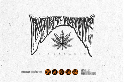 Cannabis lettering logo mascot ornate silhouette