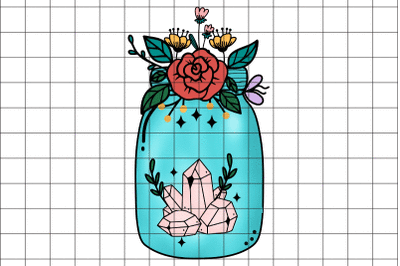 Floral Jar Blue Graphic Design