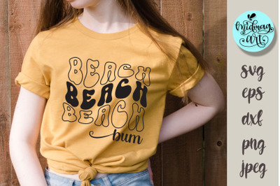 Beach bum SVG PNG EPS dxf jpeg, summer quote svg, wavy text svg, mirro