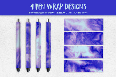 Purple Blue Marble Pen Wrap Template Sublimation or Waterslide