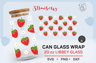 20oz Strawberry SVG, Fruit Can Glass Full Wrap Seamless