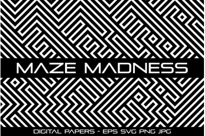 Geometric Maze Madness - Digital Papers
