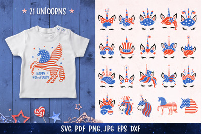 4th of July Unicorn Bundle SVG | Patriotic Unicorn | Mericorn