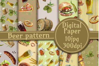 Beer and snacks.Seamless pattern.Digital paper