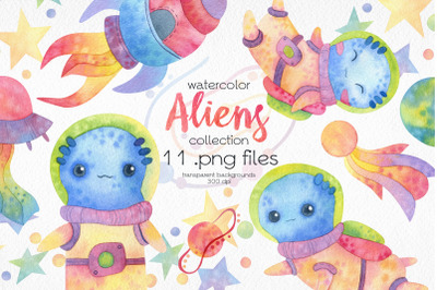 Watercolor Alien Clipart