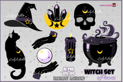 Set with witch icons